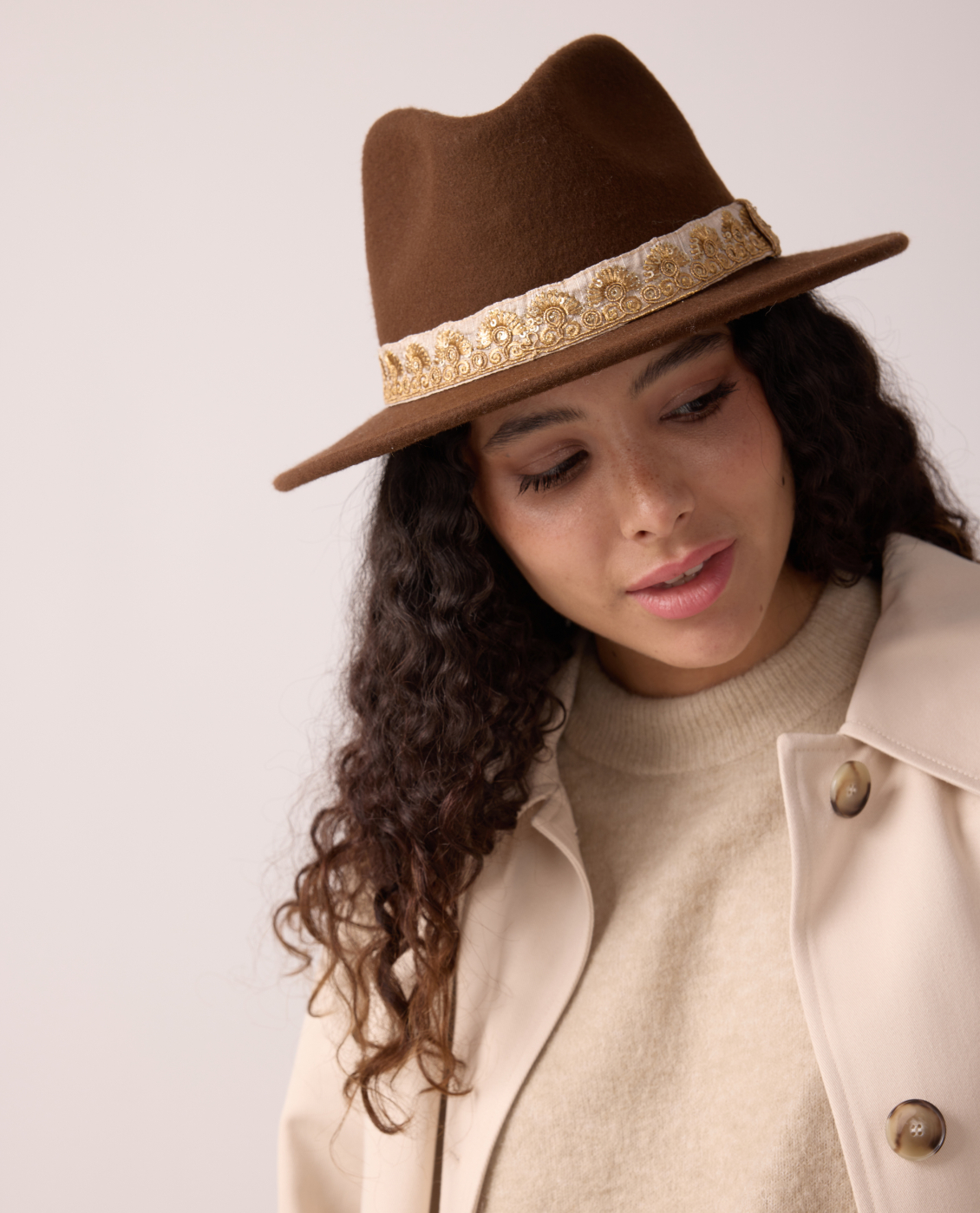 Maradji Fedora Hat Women Small Camel Brown Wool Wide Brim Boho Made in Italy NEW The Emmanuelle — effortless elegance, grounded in grace  main image 2
