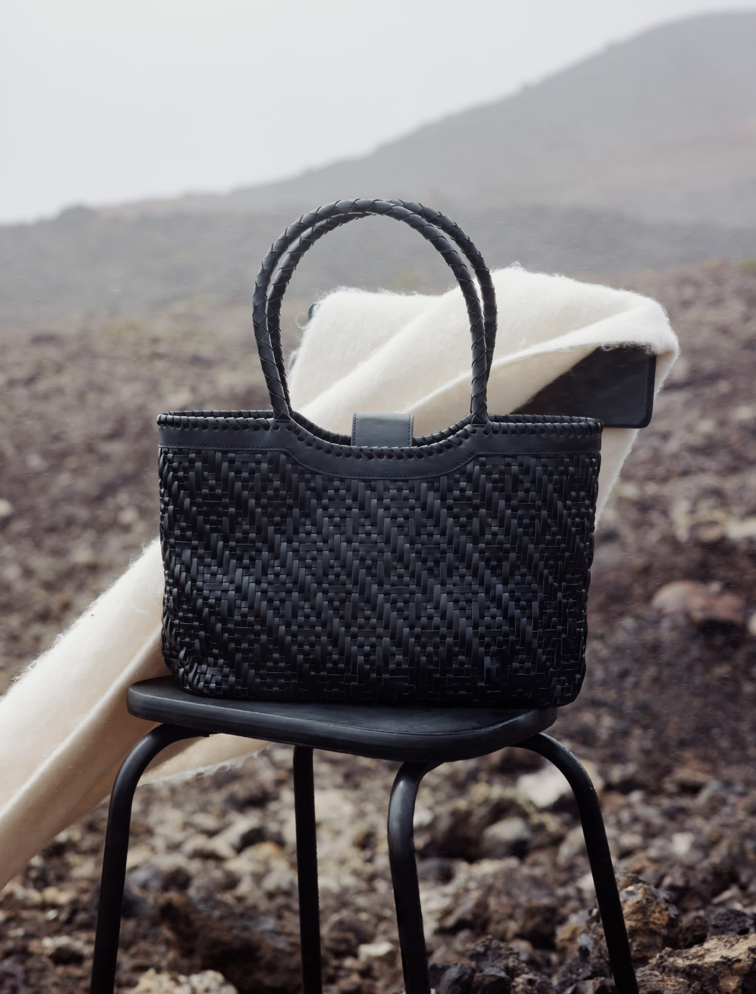 Sac Cabas en Cuir Tresse Noir pour Femme Modele Patty s