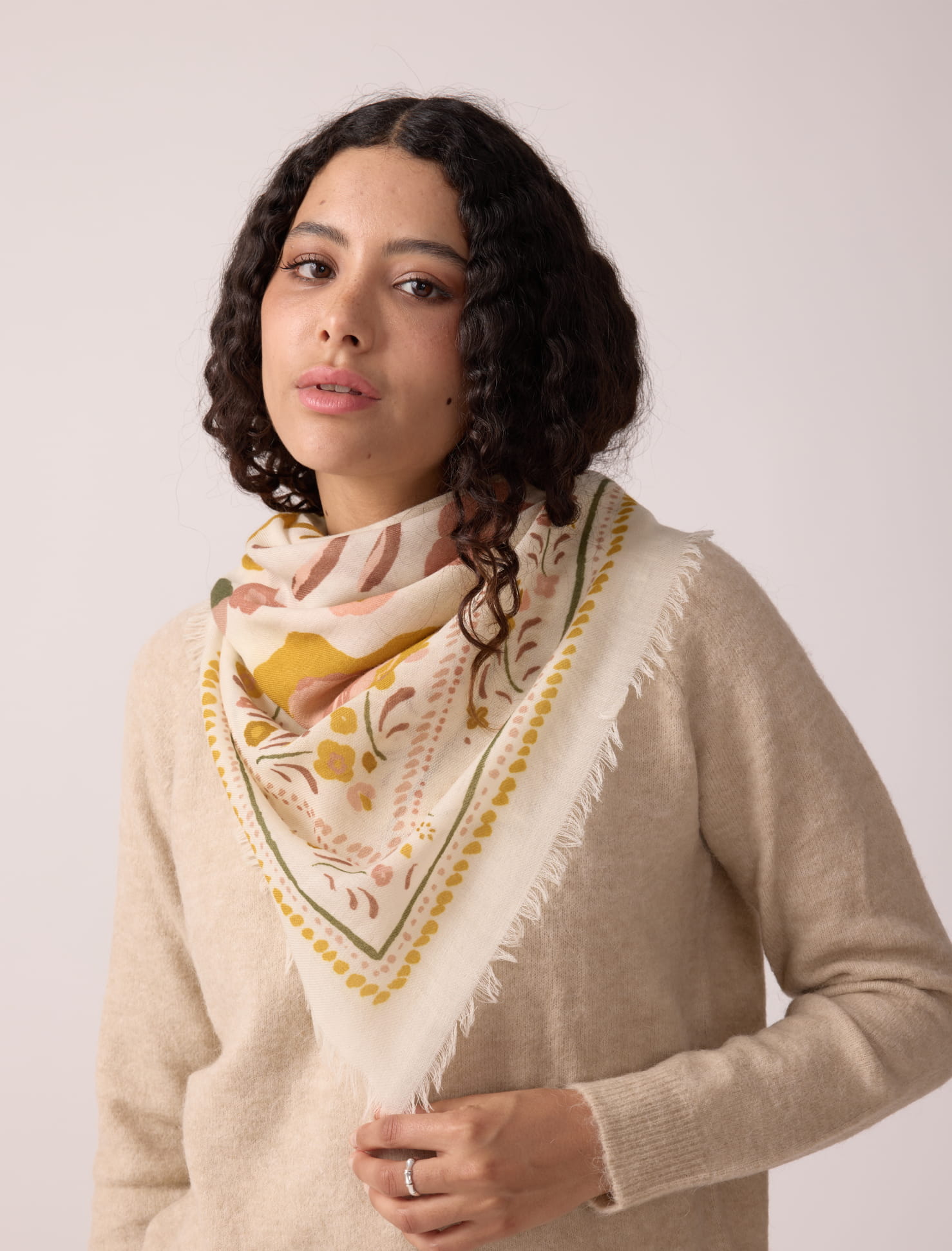 Écharpe Vintage En Laine Borbonese Pour Kérastase - Beige Clair - Made In Italy - Occasion Excellent état
