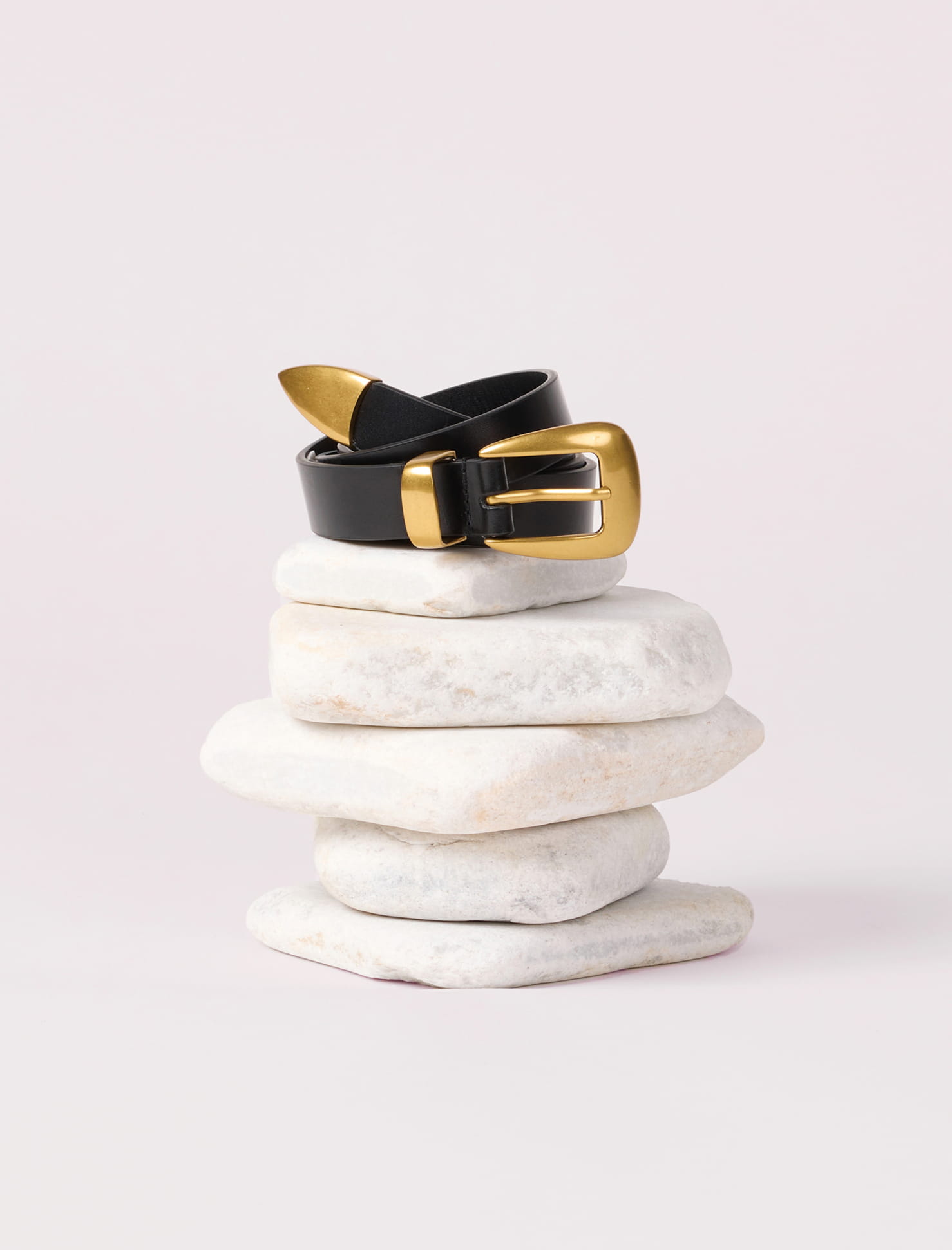 Ceinture Femme Simili Cuir Noir - Accents Dorés, élastique - Taille Medium (31) - Occasion