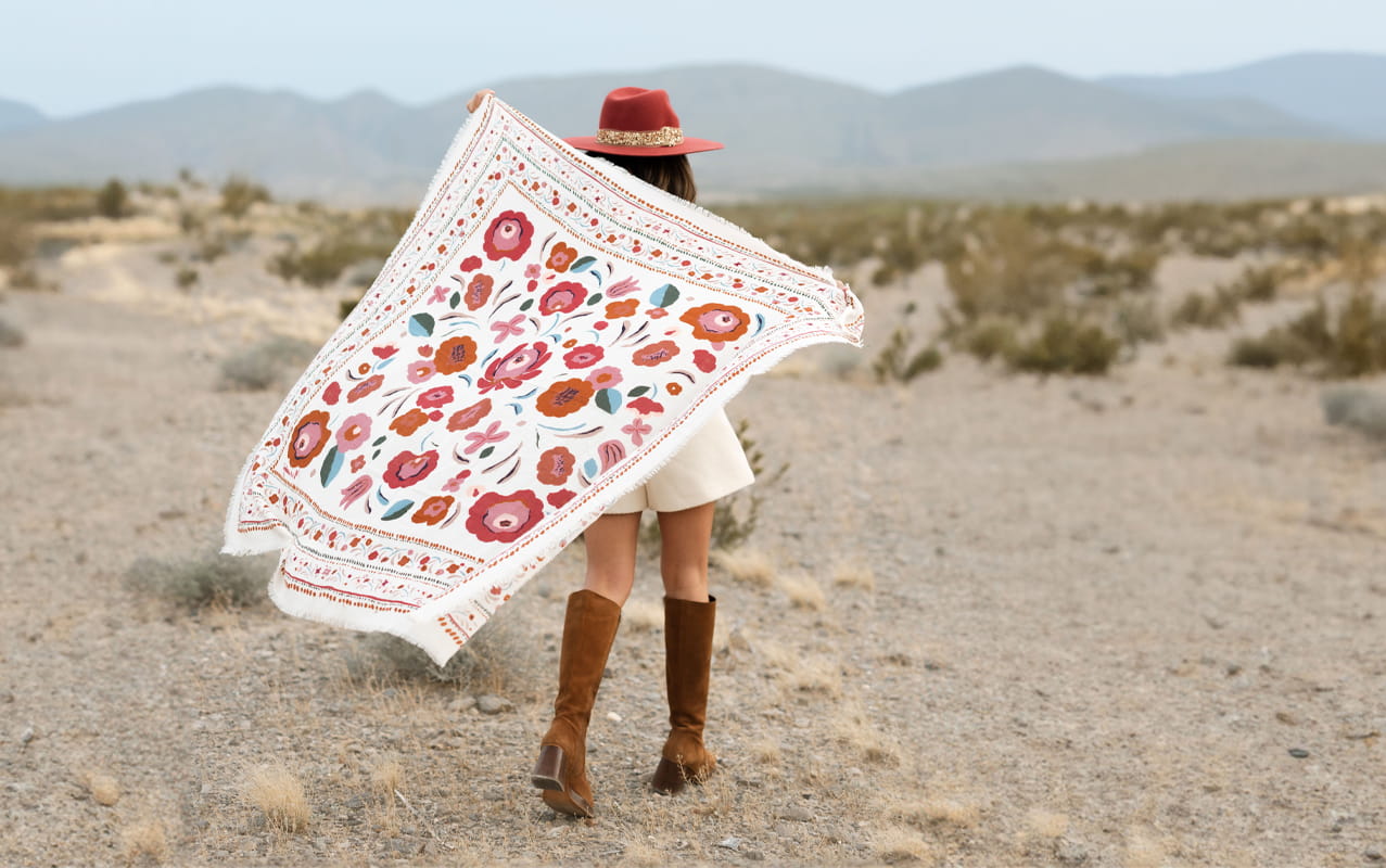 floral wool scarves for women