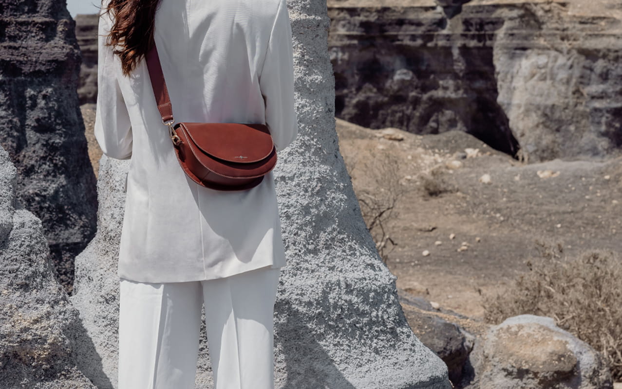 sac bandoulière en cuir cognac pour femme