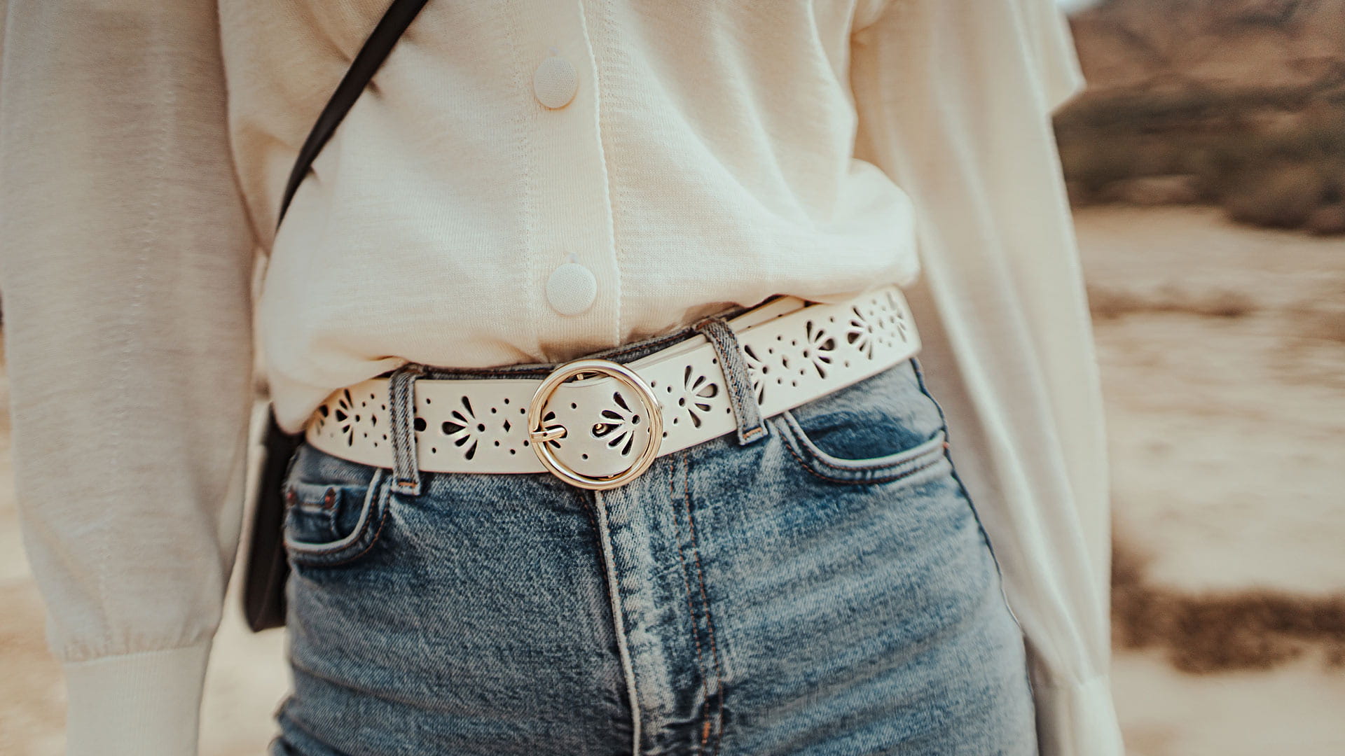 ceinture blanche en cuir femme