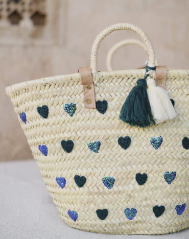 Large Mi Corazon Navy Basket