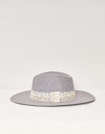 Victor Grey Heather Embroidered Flower Braid