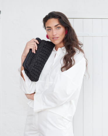Anouk Raphia Black