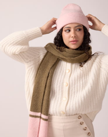 Scarf Frost Baby Pink & Khaki