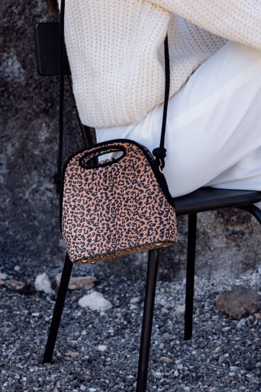 sac à bandoulière en cuir léopard pour femme