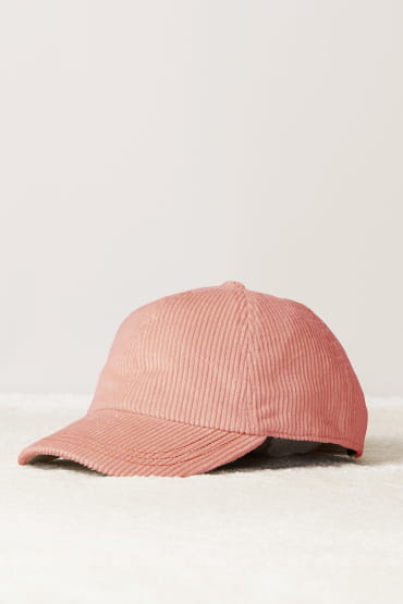 casquettes en velours côtelées rose pour femme
