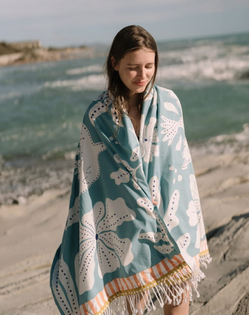 Fouta Colombe Bleu