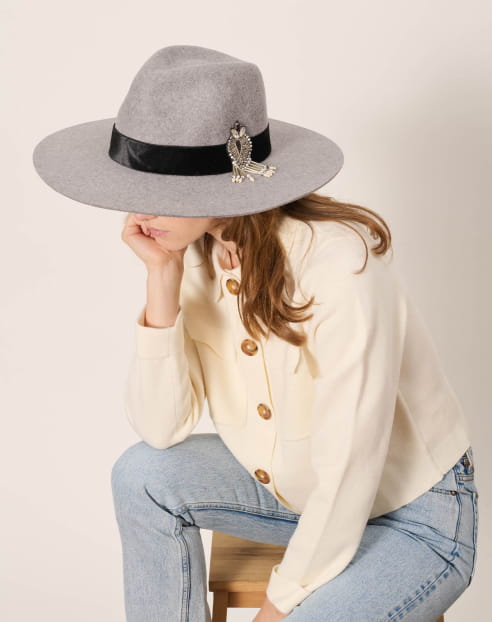 Victor Mottled Grey Velvet Braid and Patch