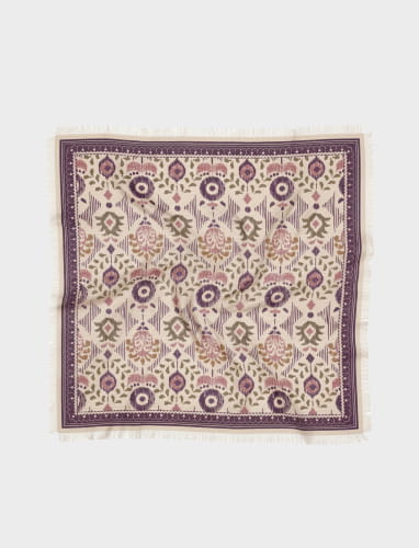 Foulard en Laine & Soie Pourpre Imprimé Ikat - Modèle Ikat