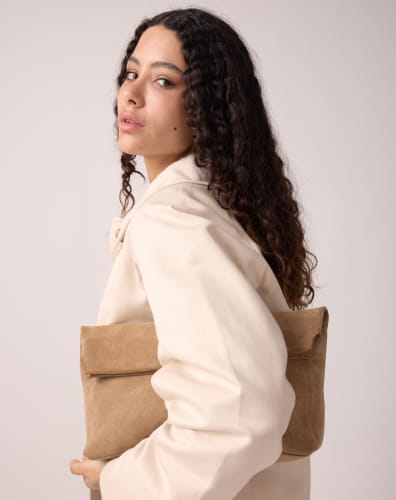 Pochette à Rabats Taupe pour Femme - Modèle Angèle