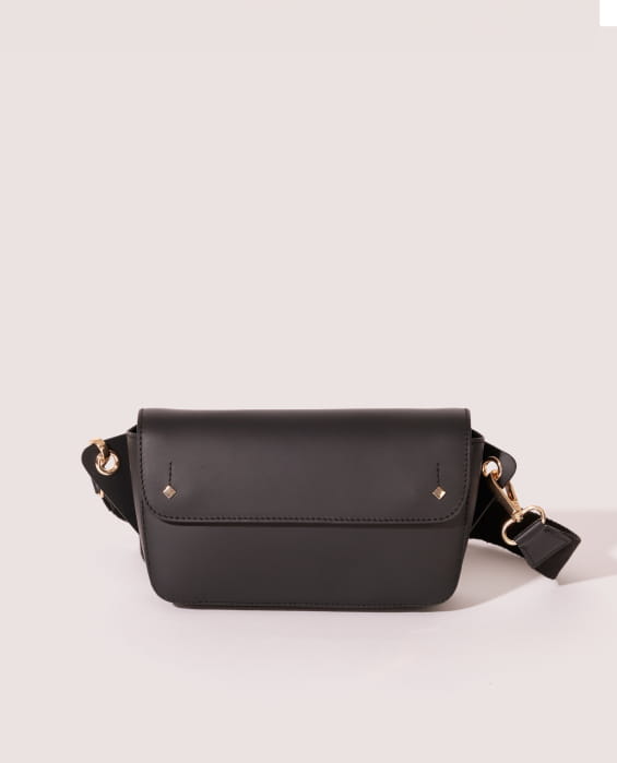 sac banane en cuir noir pour femme