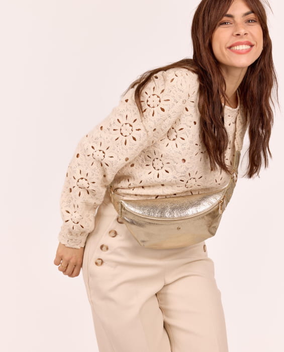 sac banane en cuir doré pour femme