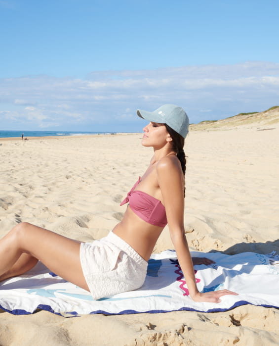 fouta en coton bleu pour femme