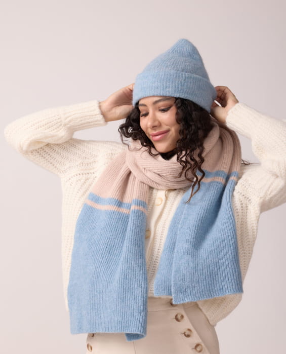 blue wool scarves for women