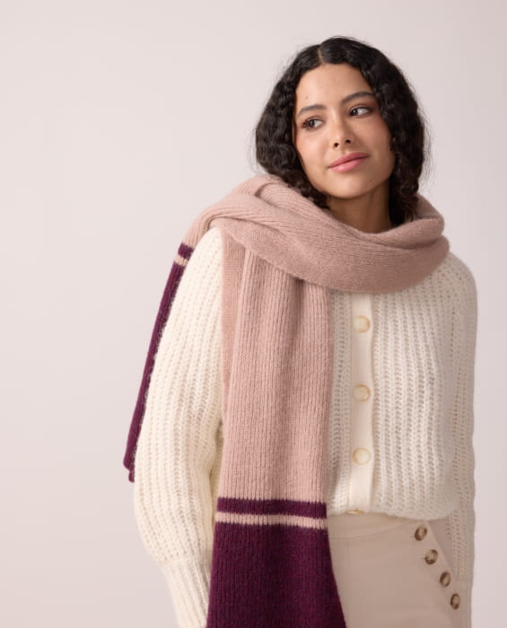 Pink and purple wool scarves for women