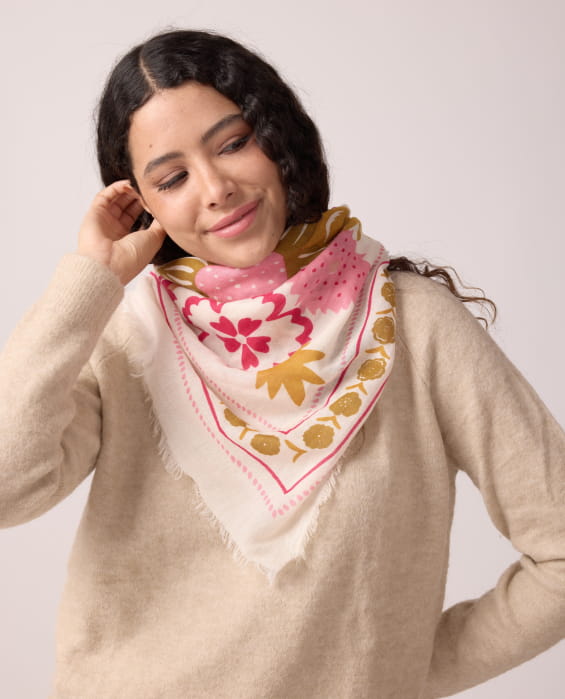 colourful wool and silk scarf for women