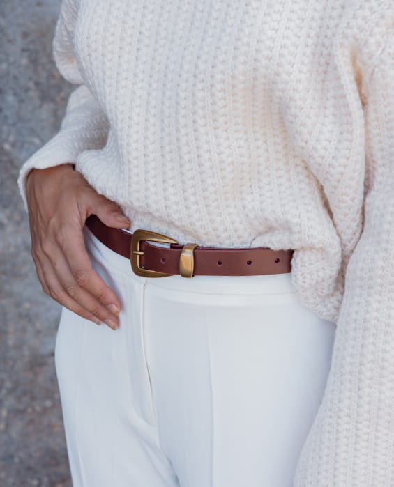 ceinture en cuir cognac pour femme