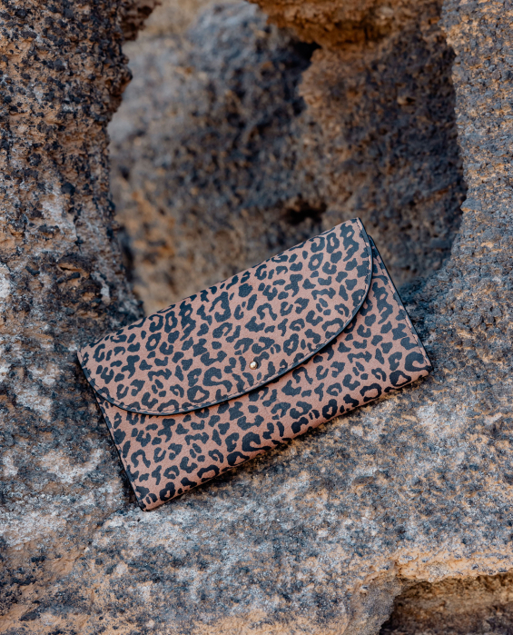 leopard leather wallet for women