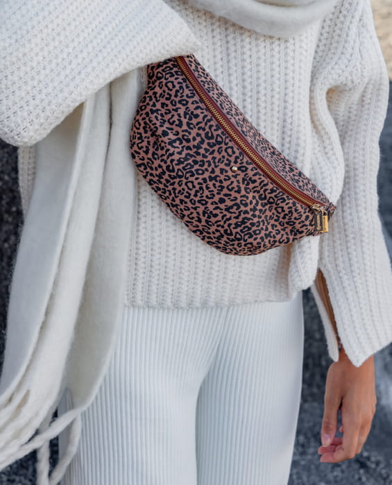 sac banane en cuir léopard pour femme