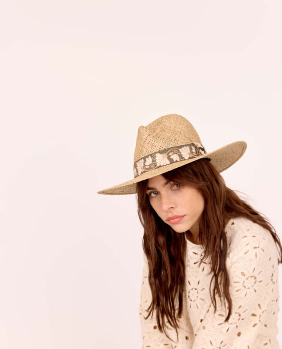 Green straw hat for women