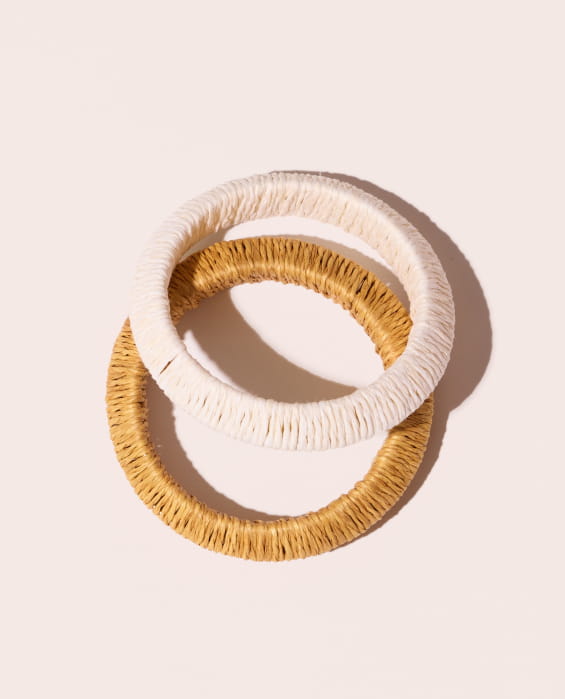 Raffia bracelet duo for women