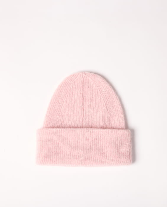 bonnet en laine rose pour femme