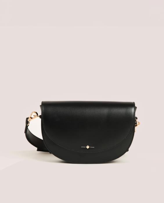 women's black recycled leather shoulder bag
