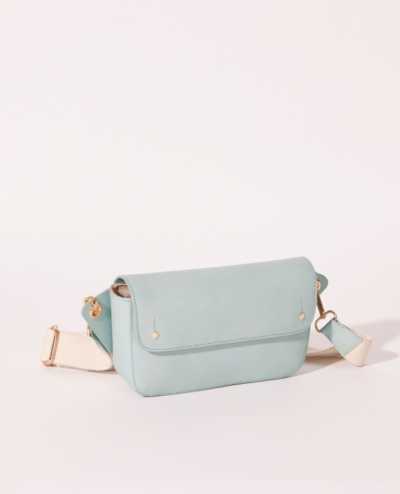 elegant blue leather fanny pack for women