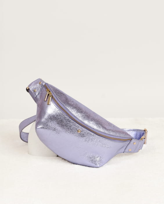 lilac leather fanny pack for women