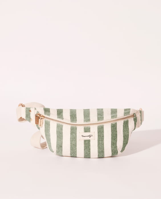 sac banane rayée blanche et verte en coton