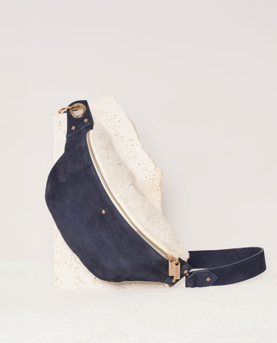 sac banane en sherpa et bleu marine pour femme