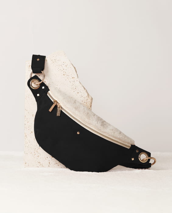 sac banane en sherpa et noir pour femme