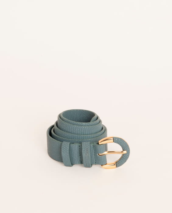 blue leather belt for women