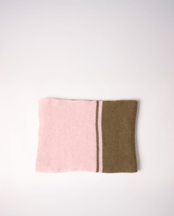 pink and khaki wool scarf for women