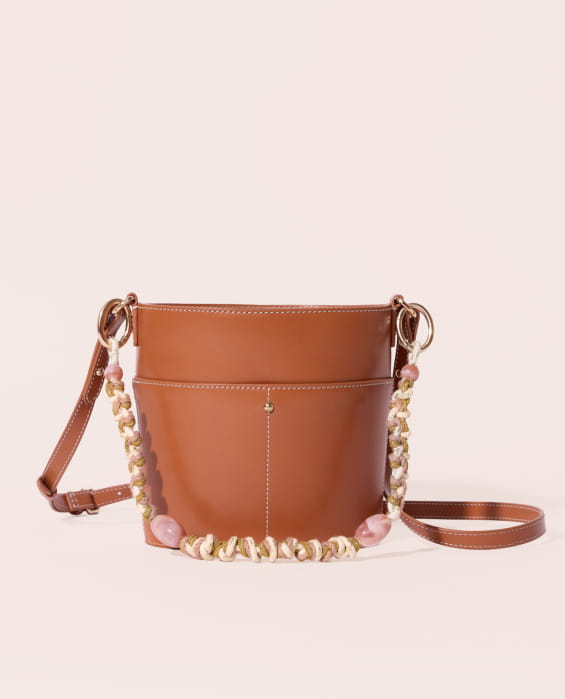 lanière pour sac en perles rose