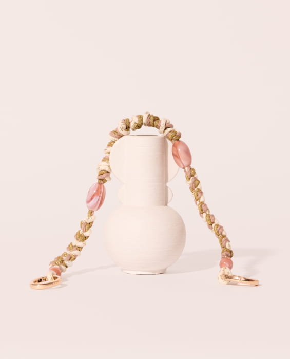 Pink beaded bag strap