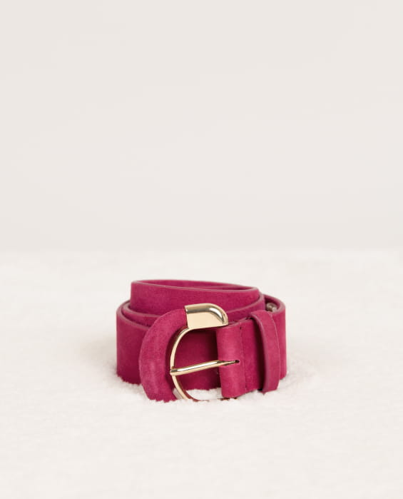pink suede leather belt for women
