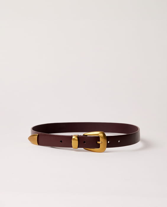 ceinture en cuir bordeaux pour femme