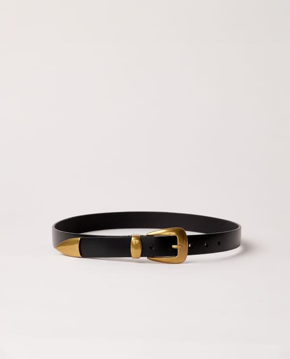 ceinture en cuir noir pour femme
