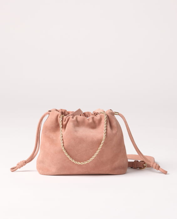 sac bourse en cuir rose pour femme