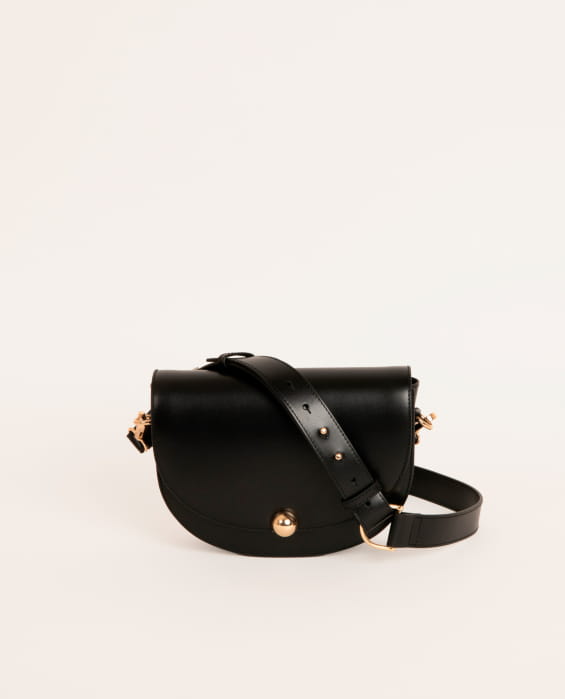 black leather shoulder bag for women