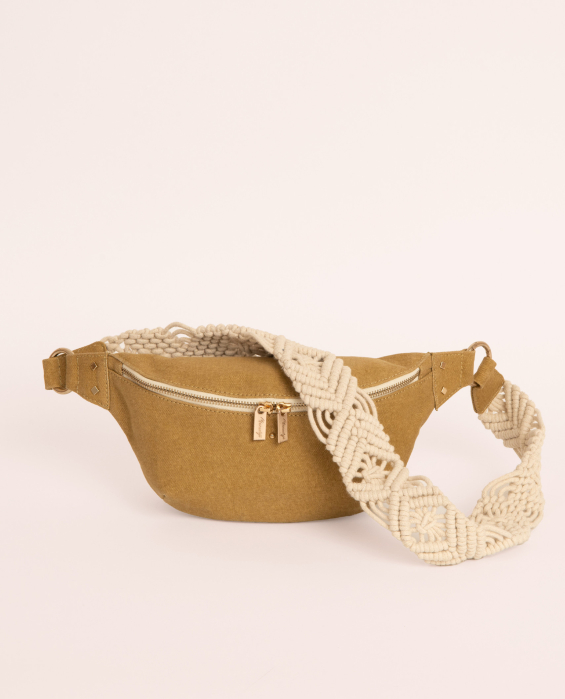 sac banane en coton ocre pour femme