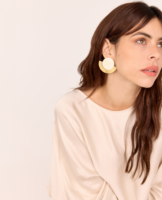 boucles d'oreilles en raphia pour femme