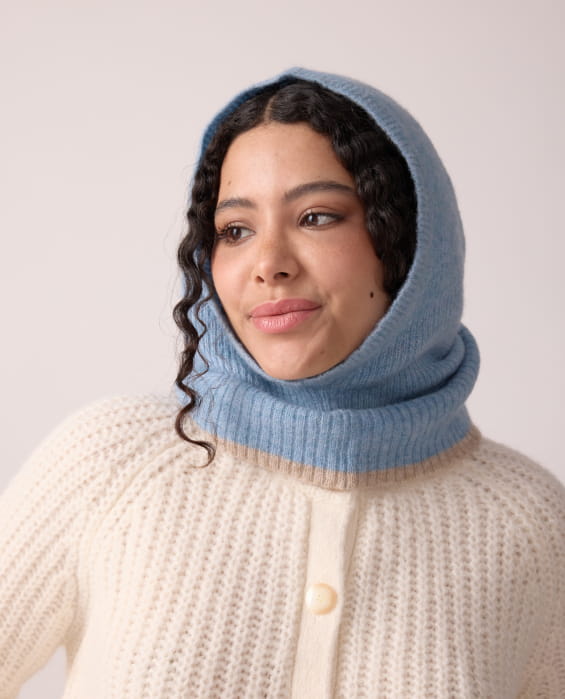 blue baby alpaca wool balaclava for women