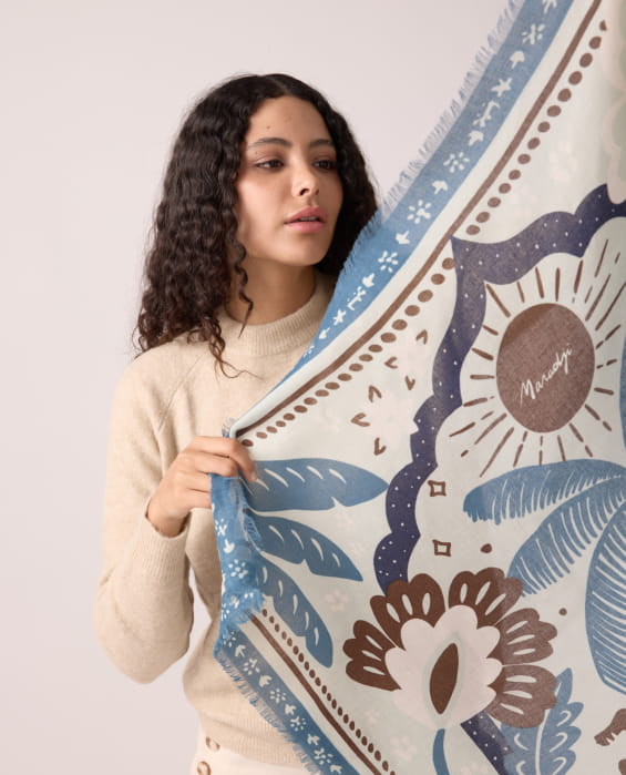 blue wool scarf for women