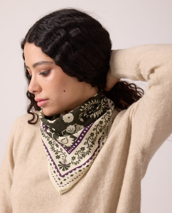 foulards bohème kaki pour femme
