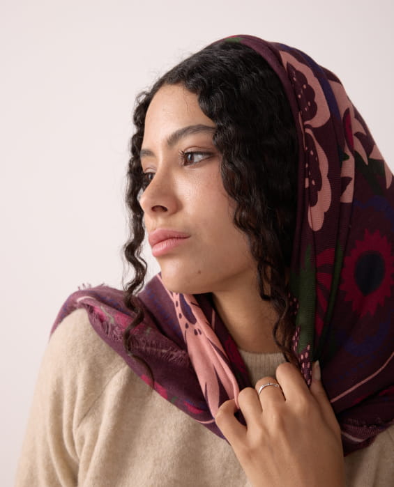 purple wool scarf for women